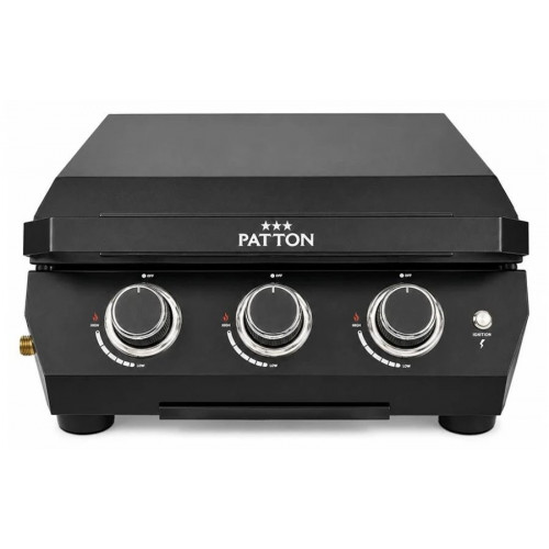 Plancha de gas de mesa de acero inoxidable con 3 quemadores y tapa