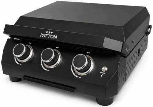 Plancha de gas de mesa de acero inoxidable con 3 quemadores y tapa