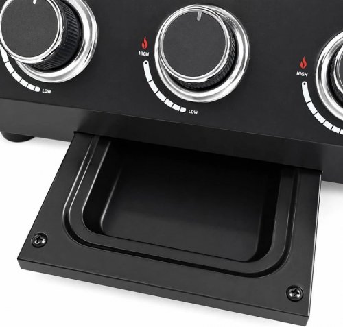 Plancha de gas de mesa de acero inoxidable con 3 quemadores y tapa