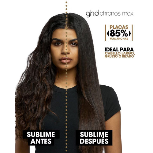 Plancha de pelo con placas anchas ghd chronos max negra