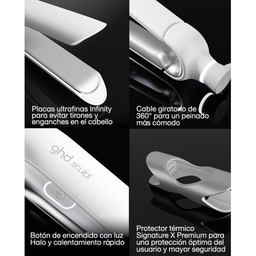 Plancha de pelo interactiva ghd sculpt blanca