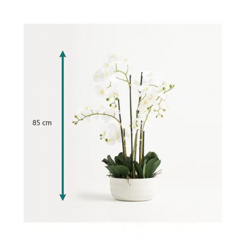 Planta artificial Orquídea con maceta baja EuroVolter Blanco
