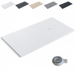 Plato de Ducha de Resina Extraplano Antideslizante | Valvula y Rejilla Blanca | Blanco | 80cm X 130cm