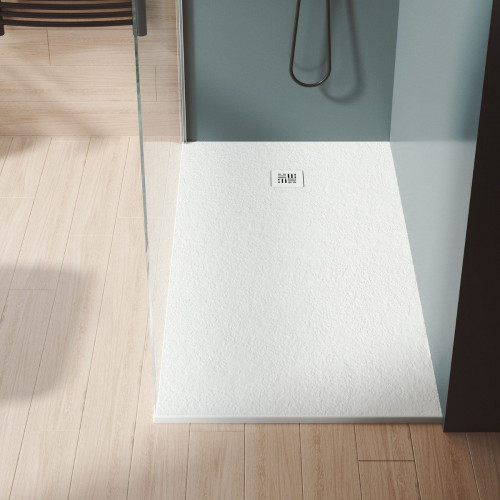 Plato de Ducha de Resina Extraplano Antideslizante | Valvula y Rejilla Blanca | Blanco | 80cm X 130cm
