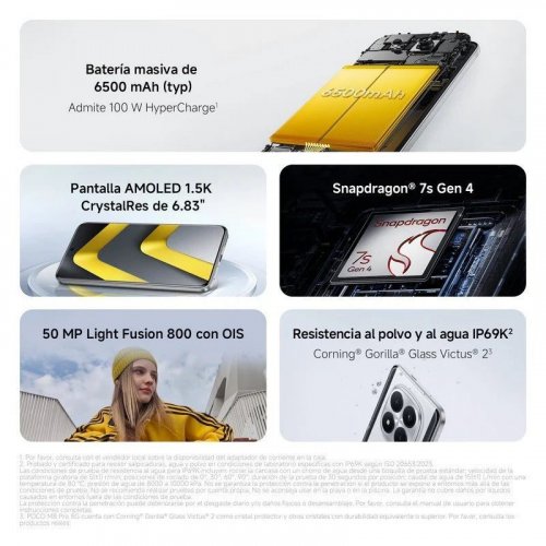 POCO M8 Pro Plata 5G - 512GB - 12GB - AMOLED 1.5K 5G Dual SIM Batería 6500mAh 100W IP68 HyperOS 2