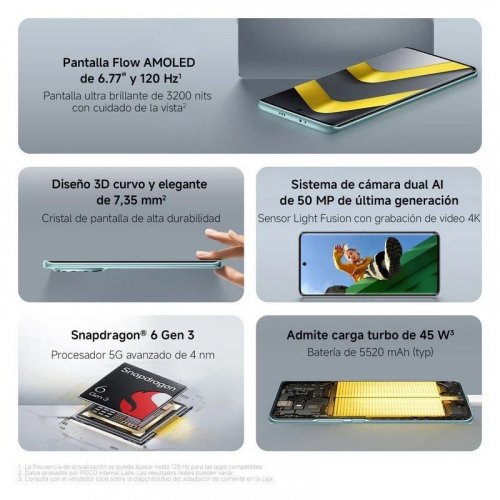POCO M8 Verde 5G - 256GB - 8GB - AMOLED 120Hz 5G Dual SIM Carga Rápida 45W NFC IP65 HyperOS 2