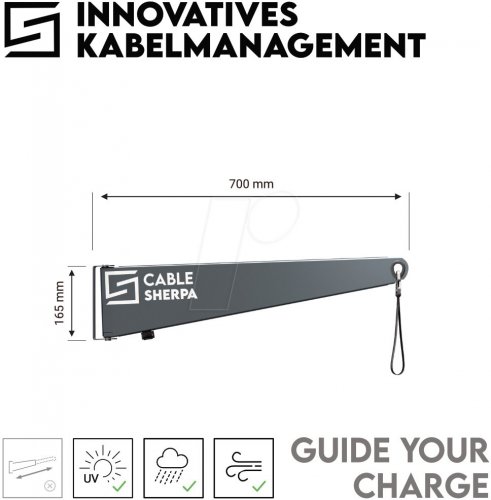 Portacables para cable de carga, exterior, antracita