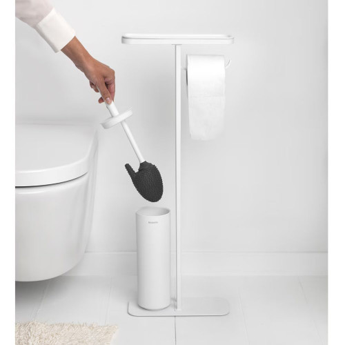 Portarrollos de suelo con escobillero y bandeja MindSet Brabantia Blanco