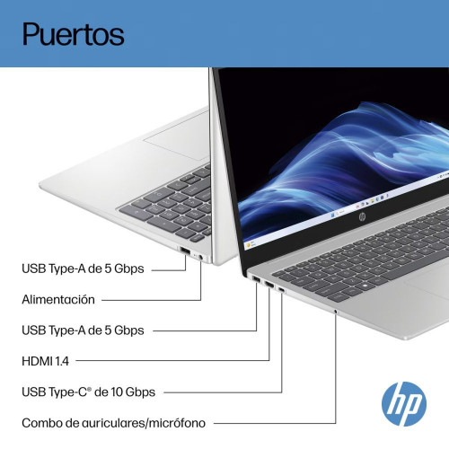 Portátil HP 15-fd1005nsx, Intel Core 5 120U, 16GB, 512GB SSD, 15,6