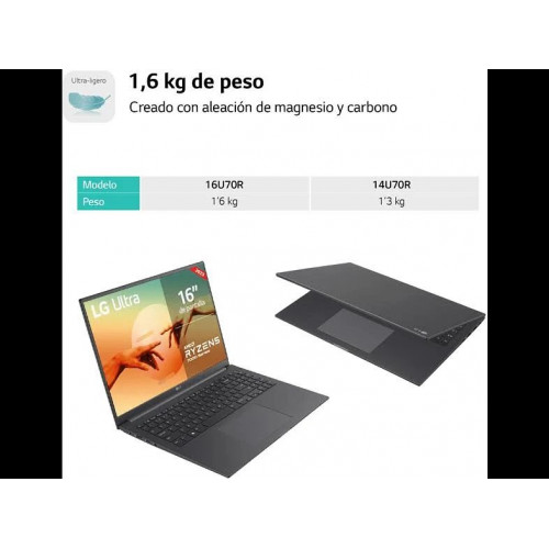 Portátil LG Ultra 16UD70R-G.AX56B Ryzen 5 7530U/ 16GB/ 512GB SSD