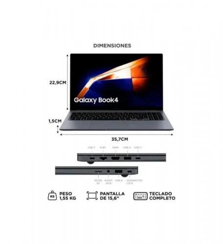 Portatil Samsung Galaxy Book 4 Core I3-1315U hasta 4.5GHZ/ 8GB/ 256GB SSD/ 15.6