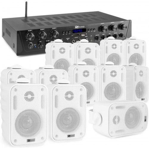 Power Dynamics Pack Sistema de sonido con amplificador PV260BT de 6 zonas con Bluetooth