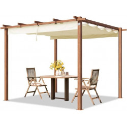 PRIMEYARD Pérgola, 3x3m, techo de toldo, champán - (400101)