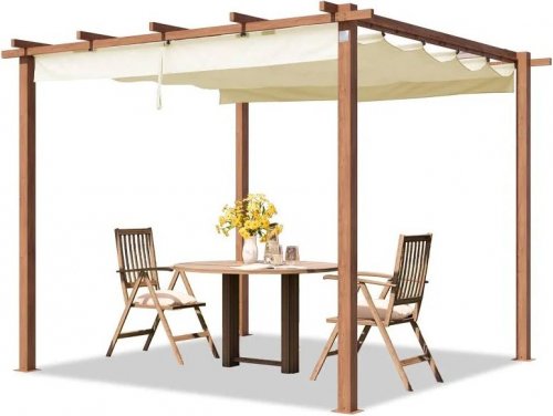 PRIMEYARD Pérgola, 3x3m, techo de toldo, champán - (400101)
