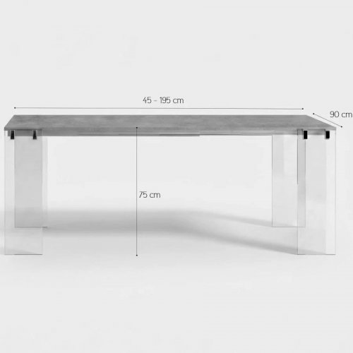 ProduceShop Consola extensible ahorradora de espacio en vidrio y melamínico 195cm London