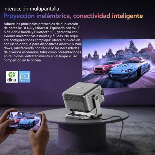Proyector Blackview PV1000 Max 1080P, decodificación 4K, 1500 Lúmenes, gimbal 360°, enfoque automático, VIDAA OS, Netflix/Apple TV