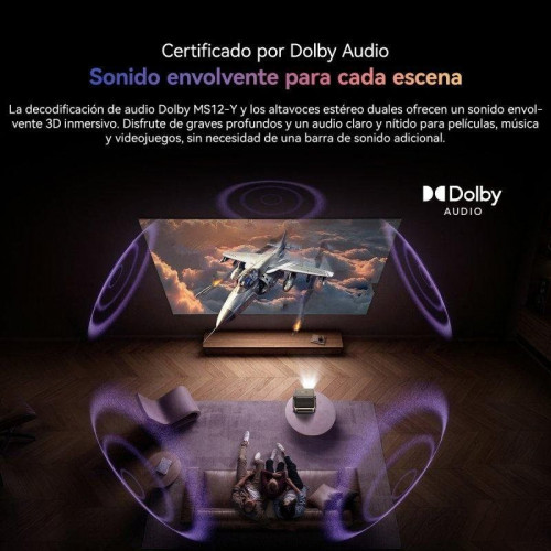 Proyector Blackview PV1000 Max 1080P, decodificación 4K, 1500 Lúmenes, gimbal 360°, enfoque automático, VIDAA OS, Netflix/Apple TV