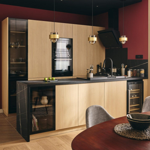 Puerta de cocina vitrina Samara Negro H 102.4 x L 60 cm