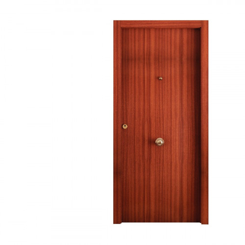 Puerta de entrada blindada serie 3P liso sapelly / interior liso blanco apertura derecha 205x86cm