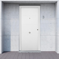 Puerta de entrada metálica serie Saga fresada blanco /interior fresada blanco apertura izquierda 210x90cm