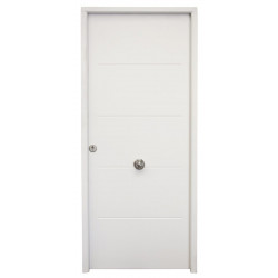Puerta de entrada metálica serie Saga Multi 1105 fresada blanco /interior liso blanco apertura derecha 210x90cm