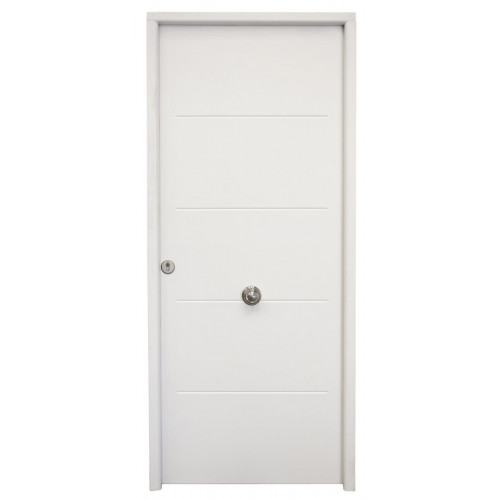 Puerta de entrada metálica serie Saga Multi 1105 fresada blanco /interior liso blanco apertura derecha 210x90cm