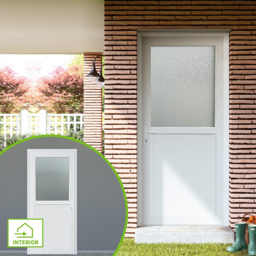 Puerta de entrada serie Basic pvc Drava cristal diseño liso color Blanco apertura derecha 208x98cm