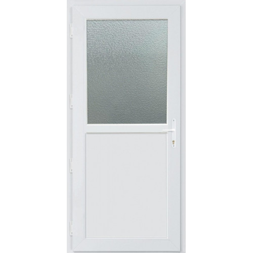 Puerta de entrada serie Basic pvc Drava cristal diseño liso color Blanco apertura derecha 208x98cm