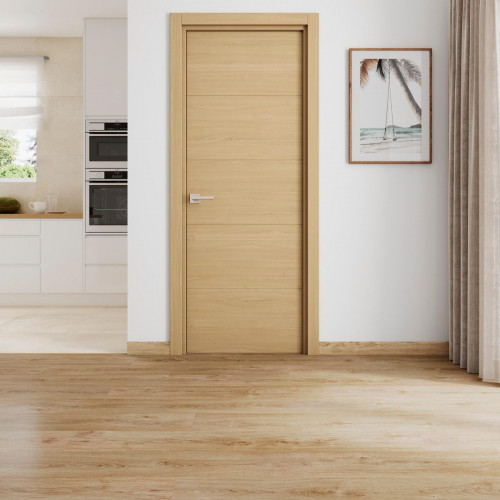 Puerta de interior abatible ciega maciza melamina Line Berna roble miel apertura izquierda cerco de 7x3 anchura 72.5cm