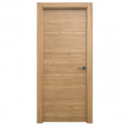 Puerta de interior abatible ciega maciza melamina Line Plus Berna Slow nogal apertura izquierda cerco de 7x3 anchura 72.5cm