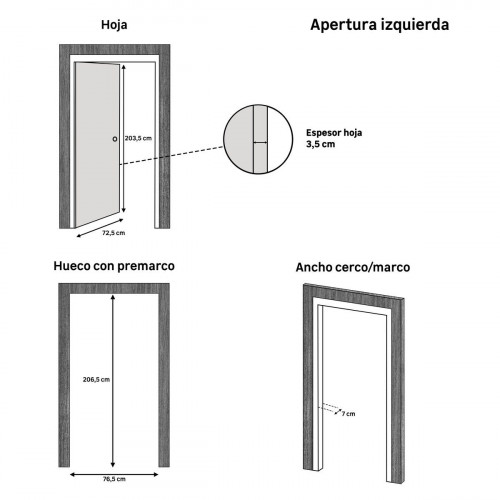 Puerta de interior abatible ciega maciza melamina Line Plus Berna Slow nogal apertura izquierda cerco de 7x3 anchura 72.5cm