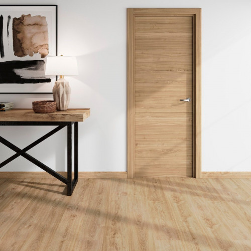 Puerta de interior abatible ciega maciza melamina Line Plus Berna Slow nogal apertura izquierda cerco de 7x3 anchura 72.5cm