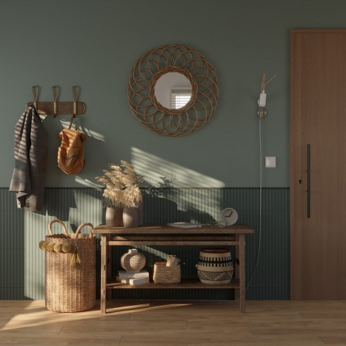 Puerta de interior corredera ciega maciza melamina Line Plus Lisboa roble con uñero anchura 72,5cm