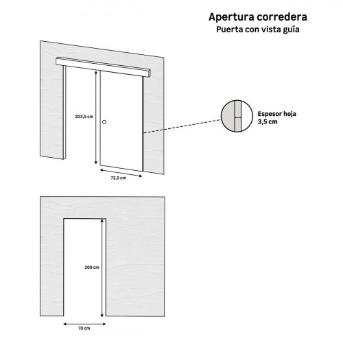Puerta de interior corredera ciega maciza melamina Line Plus Lisboa roble con uñero anchura 72,5cm
