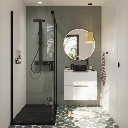 Puerta de interior corredera ciega maciza melamina Line Plus Lisboa roble con uñero anchura 72,5cm