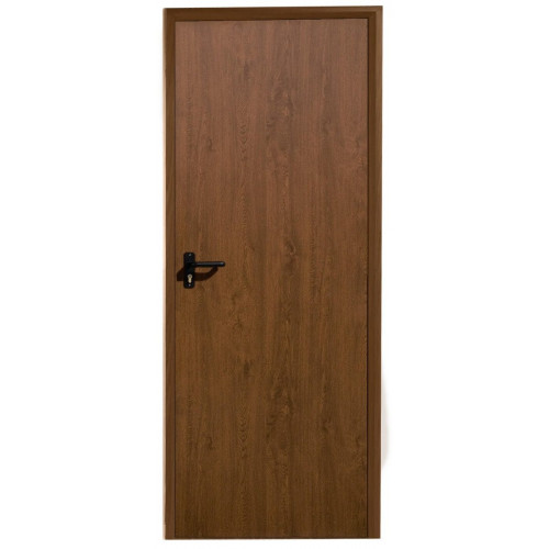 Puerta de trastero liso nogal con llave 1 punto de seguridad apertura derecha 200x80cm