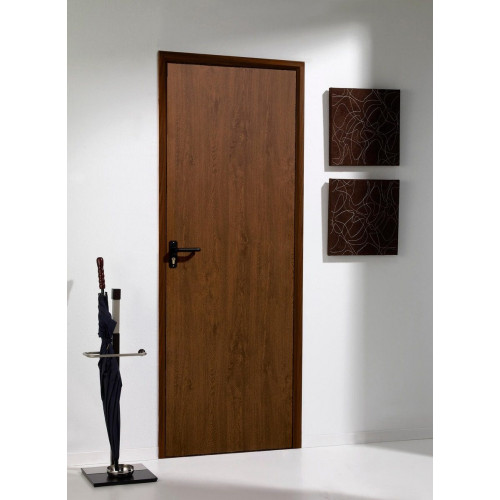Puerta de trastero liso nogal con llave 1 punto de seguridad apertura derecha 200x80cm
