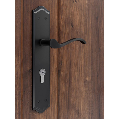 Puerta metálica rústica Eco color nogal de apertura izquierda de 210x89cm
