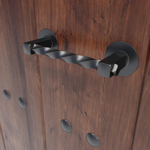 Puerta metálica rústica Eco color nogal de apertura izquierda de 210x89cm