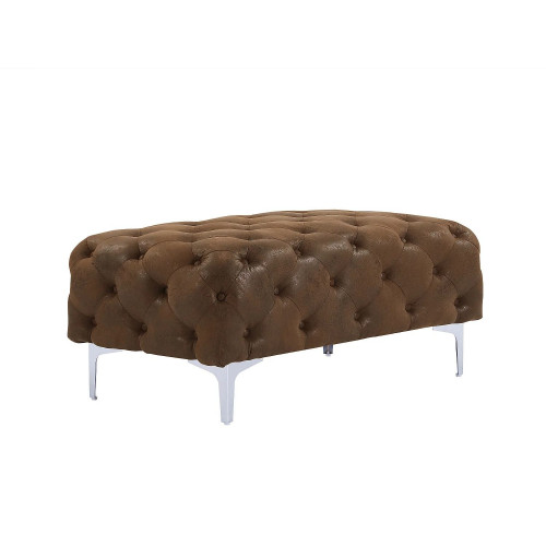 Puf chesterfield de microfibra con acabado de piel envejecida - EDWINA