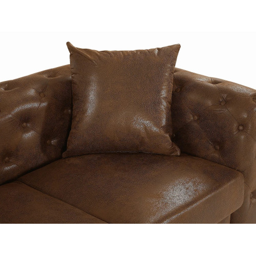 Puf chesterfield de microfibra con acabado de piel envejecida - EDWINA