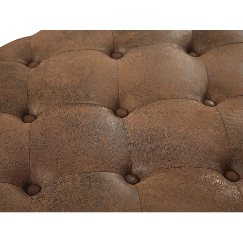 Puf chesterfield de microfibra con acabado de piel envejecida - EDWINA