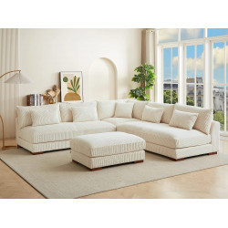 Puf de de pana beige SPERONE