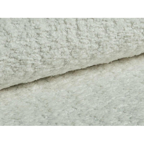Puf de tela de rizo blanco marfil AREMIA