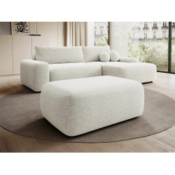 Puf en tela texturizada beige DAVISO