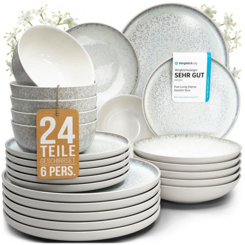 Pure Living Stoneware tableware set Ibiza 24-piece