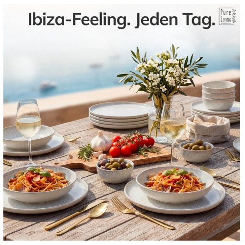 Pure Living Stoneware tableware set Ibiza 24-piece