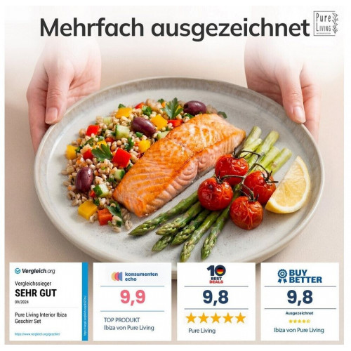 Pure Living Stoneware tableware set Ibiza 24-piece