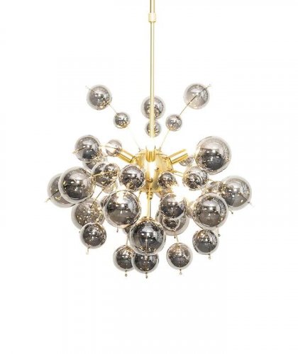 QAZQA Lámpara colgante de diseño latón con cristal ahumado 8 luces