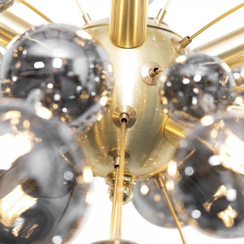 QAZQA Lámpara colgante de diseño latón con cristal ahumado 8 luces